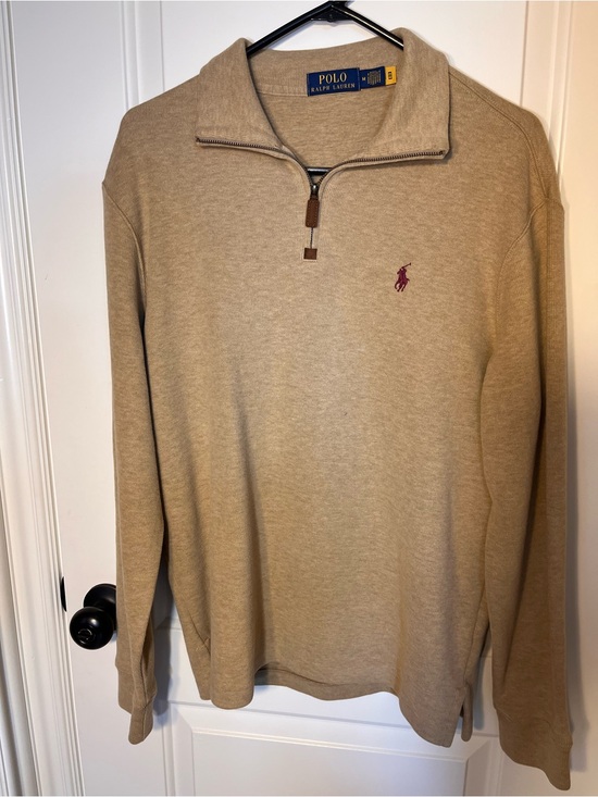 Ralph Lauren Other - Ralph Lauren Men's Tan Quarter-Zip Sweater with Maroon Pony